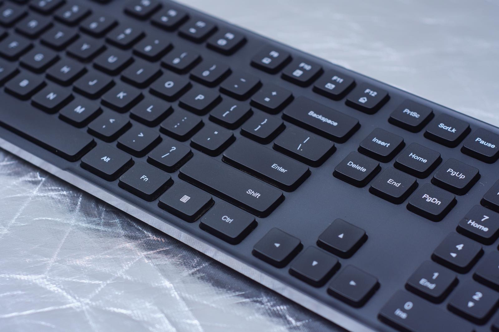 Close-up of a modern desktop keyboard