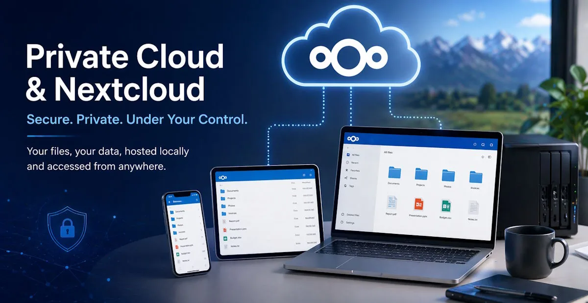 Private Cloud & Nextcloud — Secure. Private. Under Your Control. Your files, your data, hosted locally and accessed from anywhere.