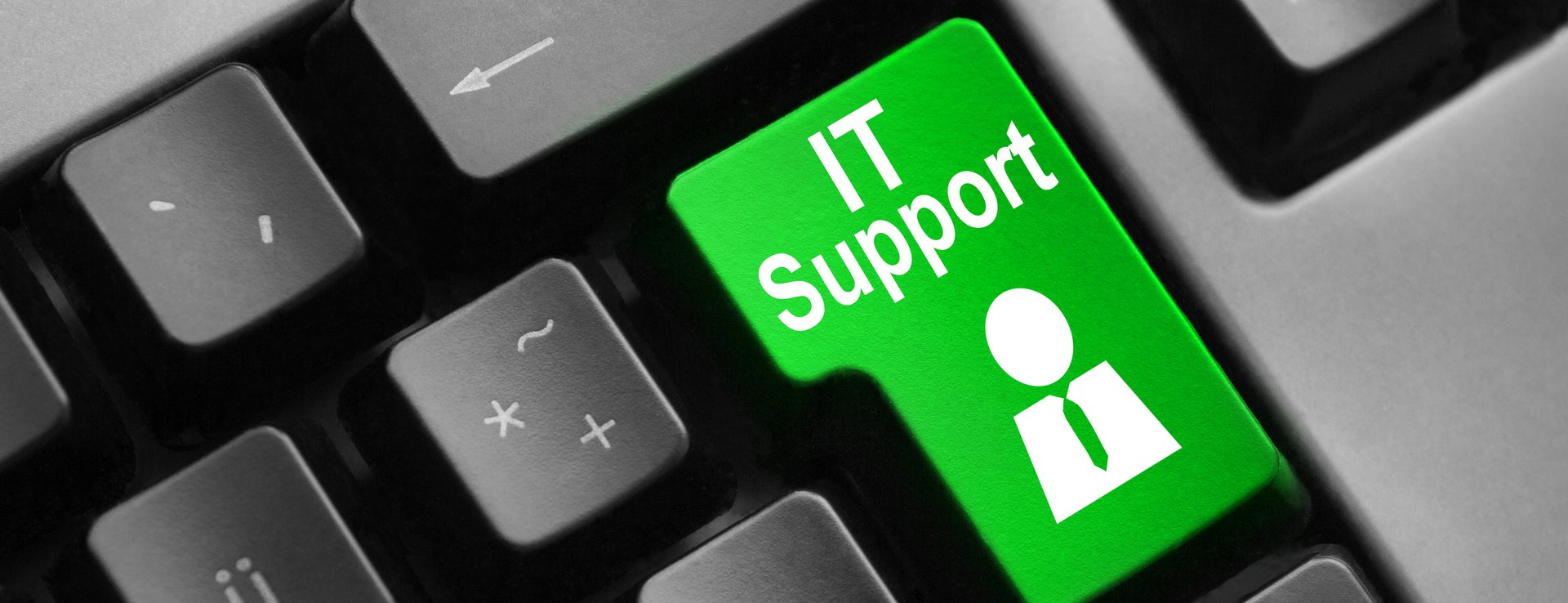 Green IT Support key on a computer keyboard